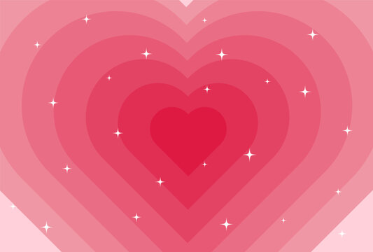Vibrant pink heart radiating concentric layers with bright white sparkles creating a beautiful celebratory background design