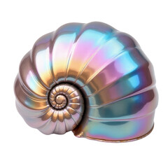 Obraz premium A shiny shell shaped object sits on a clean white surface