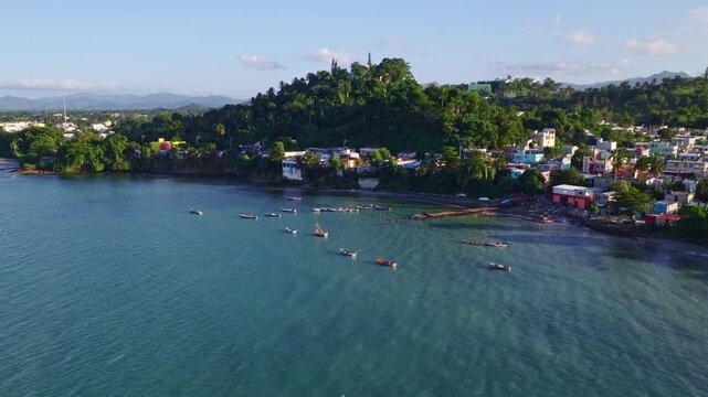 Drone view of Fishermen of miches, Dominican Republic