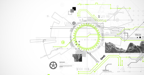 Obraz premium Abstract background. Scientific and technological concept with the use of technical elements formed in the shape of a circle. Vector