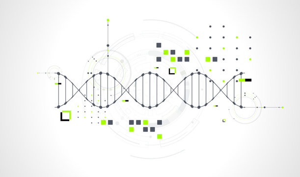Abstraction on a scientific medical theme. Creative image of a DNA molecule with art elements.