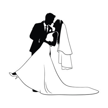 Bride and Groom Dancing Silhouette - Romantic Wedding Celebration