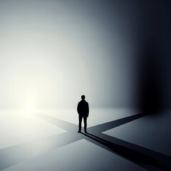 Conceptual Silhouette at Junction Minimalist Style for Corporate Leadership Goal.