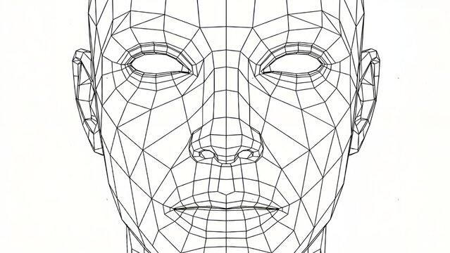 Geometric wireframe face illustration