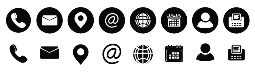 Business Card Contact information icons set for company, Name, Location, Address, telephone, mail, fax, icon set for business card vector illustration.