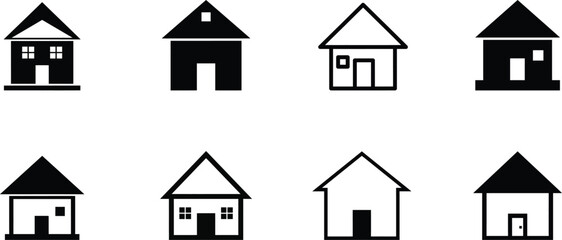 Fototapeta premium Flat Vector House Icons for Real Estate Web Design