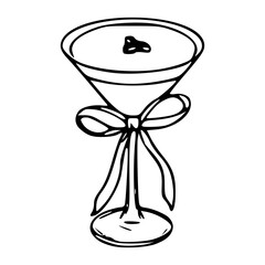 conceptual line drawing of a gifted cocktail for celebration