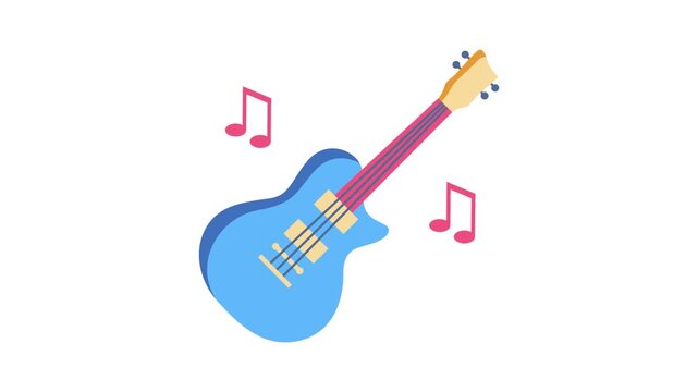 A guitar icon with music notes, illustrating the connection between instruments and melody.