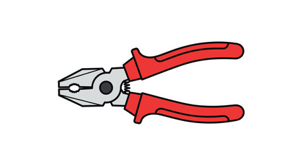 Obraz premium Professional Combination Pliers with Insulated Red and Black Handles for Electrical Work Wire Cutting and Industrial Hardware Tasks Isolated Graphic.