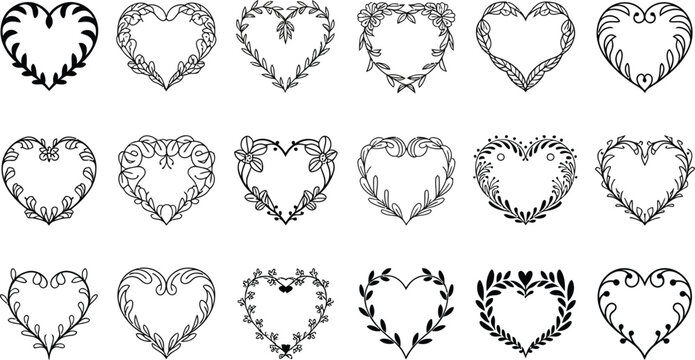 Intricate Floral Heart Border Collection