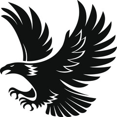 Obraz premium Stylized eagle head with claws a striking black silhouette on transparent background
