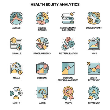 Health Equity Analytics Icons and Symbols.