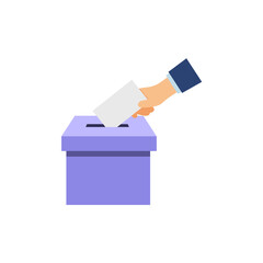 Hand placing ballot into box, minimal voting flat illustration