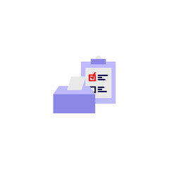 Ballot box with checklist, election approval concept flat illustration