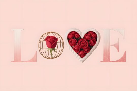 Valentine's day graphic with roses and heart