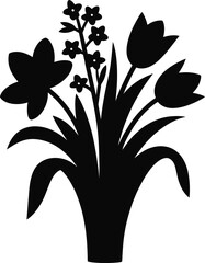 Elegant Spring Floral Bouquet Silhouette