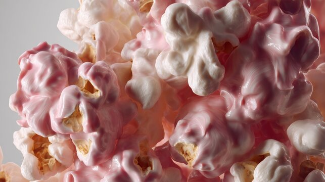 Palomitas de ma&iacute;z rosas glaseadas detalle, Palomitas de ma&iacute;z gourmet rosa estilo elegante, Fondo de palomitas de ma&iacute;z rosa para marca de dulces