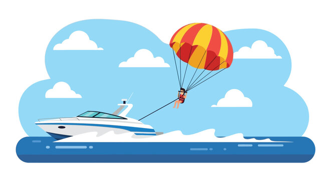 Parasailing adventure a person enjoying a ride towed by a speedboat