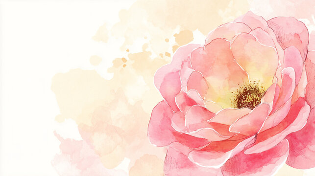 watercolor, rose, pink, flower, botanical, illustration, blush, elegant, feminine, romantic, background, cream, gradient, space, right, aligned, composition, minimalist, refined, delicate, soft, brand