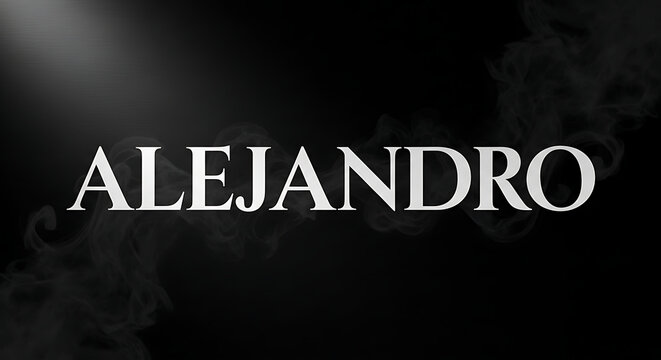 Elegant Alejandro Text on Smoky Dark Background