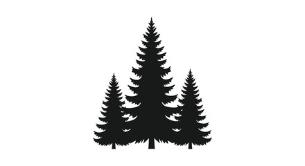 Fototapeta premium A striking composition showcases three dark evergreen trees against a plain white background creating a bold silhouette high quality professional