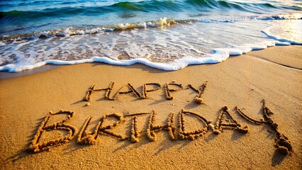 Happy birthday in the sand