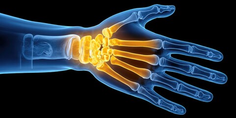 Human Hand Wrist Pain Medical Illustration.