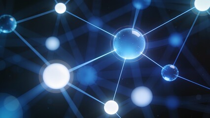 Abstract network of glowing spheres