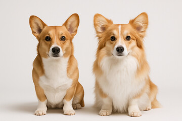 短毛と長毛のコーギーの比較
