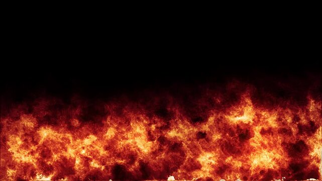 Super slow motion of fire blast isolated on black background. Filmed on high speed cinema camera