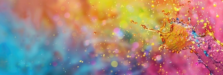 Obraz premium Colorful splashes of water, celebration of Songkran, the Thai New Year festival. Copy space, free space for text