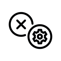 Cancel Cross Icon Combined with a Small Gear for Error Settings