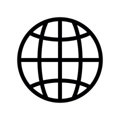 Linear Globe Icon Representing World Wide Web and Planet Earth