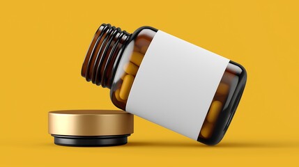  Blank vitamin or supplement bottle mockup with an editable label