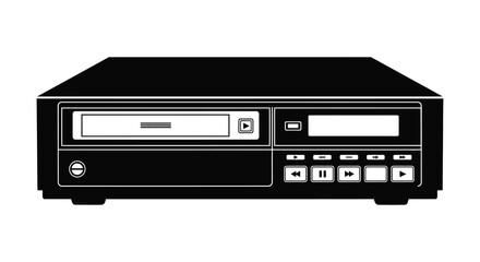 Fototapeta premium A stark black silhouette depicts a vintage vhs player complete with front controls and tape slot silhouette high quality professional