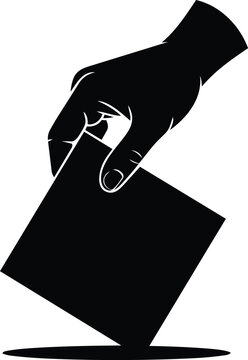 Hand Dropping Square Card Into Slot With Shadow vector illustration