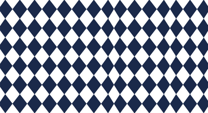 Navy Blue and White Diamond Seamless Pattern Geometric Harlequin Background Repeating Argyle Style Vector Illustration