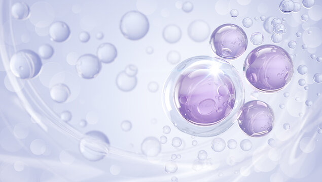 cosmetic moisturizer water molecule, Cosmetic Essence, Liquid bubble, 3d rendering