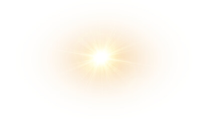 Glow isolated white transparent light effect, sun light with lens flare effect. Sun flush,...