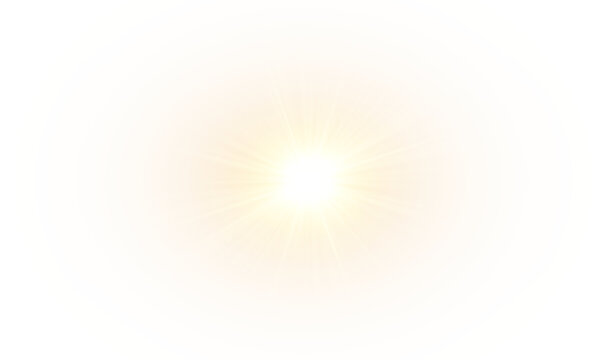 Transparent glowing sun ray on abstract background. Sun glare rays, lens flare. Sunlight glowing vector effect Png