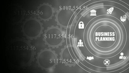 Obraz premium Business planning concept with gears and financial symbols money