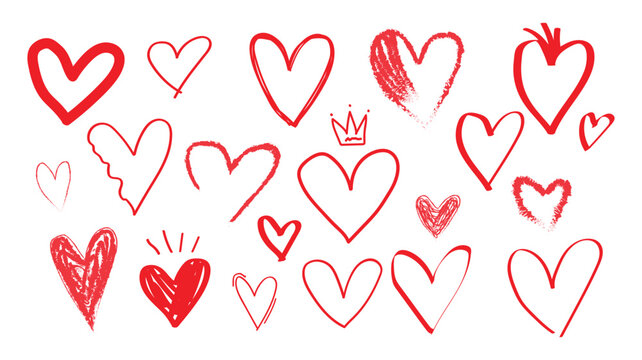 Valentine's day hearts collection red and pink love symbols for valentain's