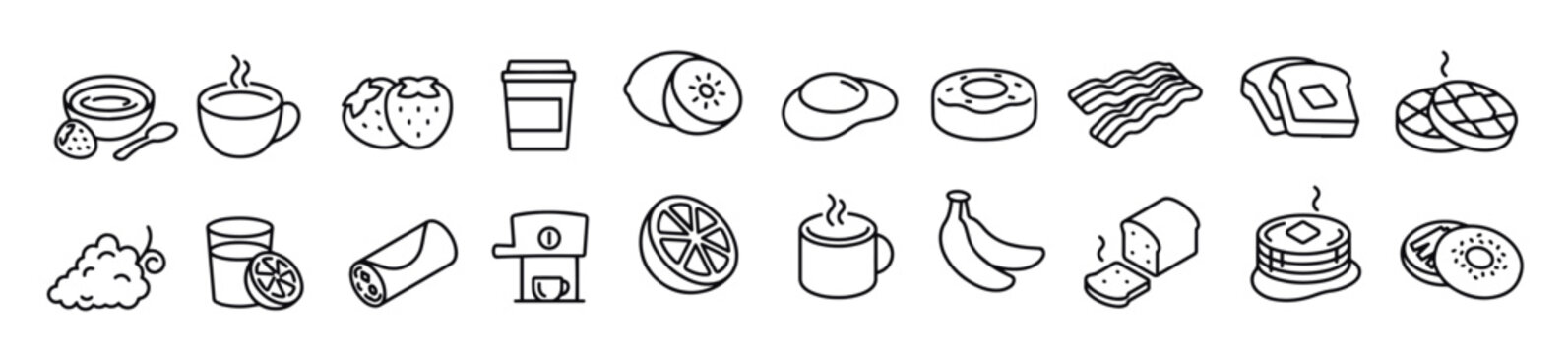 breakfast line icons vector design