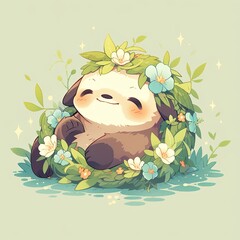 Fototapeta premium A cute cartoon sloth print. Funny sloth art illustration, print design for clothing, t-shirts, and stationery. Print template.