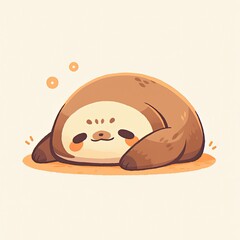 Fototapeta premium A cute cartoon sloth print. Funny sloth art illustration, print design for clothing, t-shirts, and stationery. Print template.