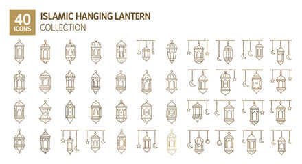 Luxury hanging arabic lantern icons set for ramadan © Lipi