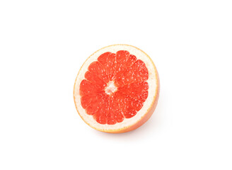 Halved Grapefruit with Juicy Segments Isolated on White Background