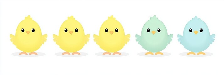 Fototapeta premium Cute and Colorful Pastel Chicks Perfect for Spring Celebrations, Crafts, and Seasonal Designs.