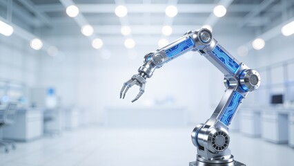 Robot arm in a futuristic lab