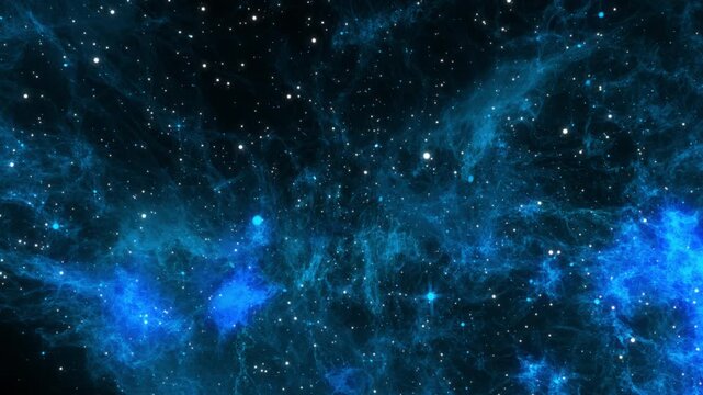 Abstract space animation of a journey through the universe. Bright stars, constellations. Amazing view of the colorful nebula among countless galaxies. 4k footage